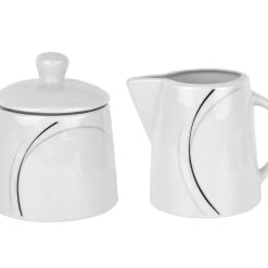 Null Kaffeeergänzungsset Milchkännchen & Zuckerdose Phönix Porzellan Weiß Mit Dekor