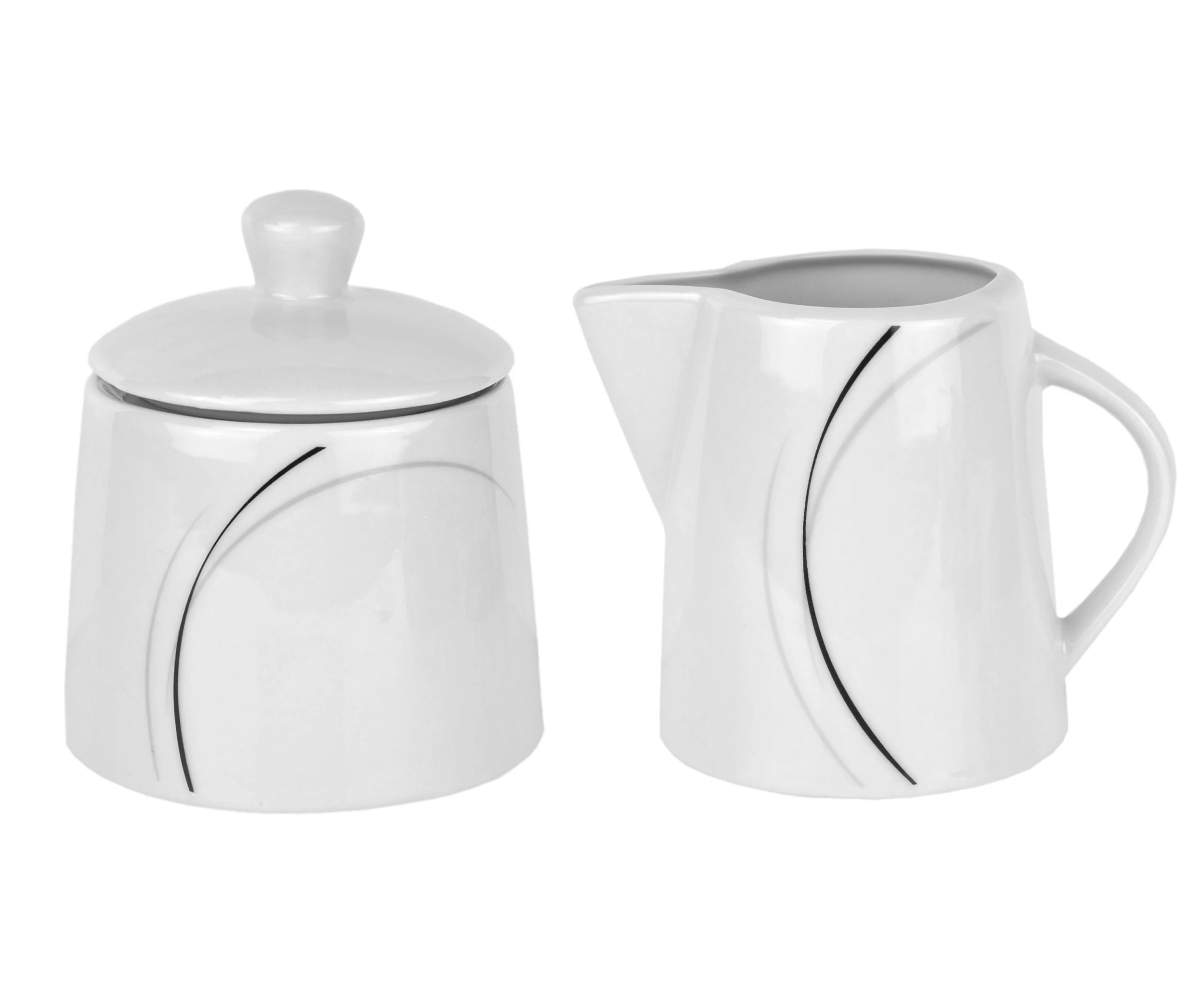 Null Kaffeeergänzungsset Milchkännchen & Zuckerdose Lima Porzellan Weiß Mit Dekor 2 Null Kaffeeergänzungsset Milchkännchen & Zuckerdose Lima Porzellan Weiß Mit Dekor – Bild 2