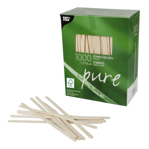 PAPSTAR 10000 Rührstäbchen, Holz "pure" 17,8 Cm X 5 Mm 2 PAPSTAR 10000 Rührstäbchen, Holz "pure" 17,8 Cm X 5 Mm – Bild 2
