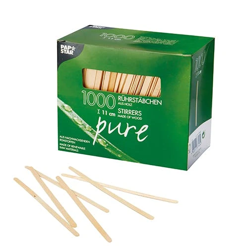 PAPSTAR 1000 Rührstäbchen, Holz "pure" 11 Cm X 5 Mm 2 PAPSTAR 1000 Rührstäbchen, Holz "pure" 11 Cm X 5 Mm – Bild 2