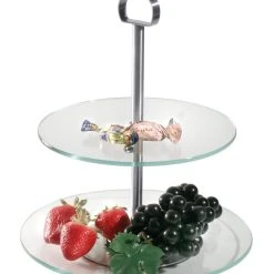 Alternative view of 2x Contacto Glas-Etagere, Gehärtete Glasscheiben, Edelstahl, Durchmesser: 21 Cm / 25 Cm, Höhe: 29 Cm