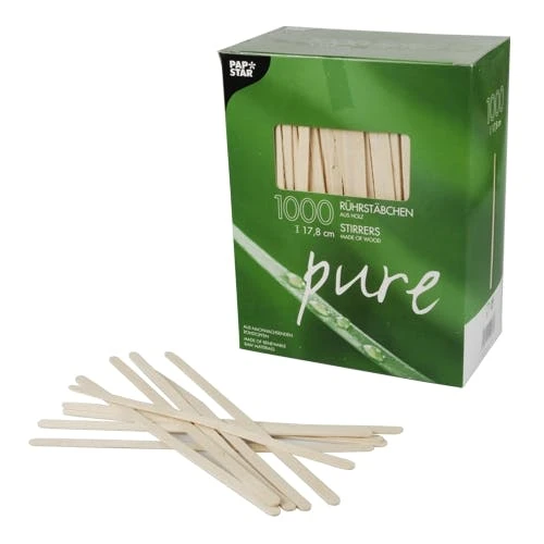 PAPSTAR 10000 Rührstäbchen, Holz "pure" 17,8 Cm X 5 Mm 1 PAPSTAR 10000 Rührstäbchen, Holz "pure" 17,8 Cm X 5 Mm
