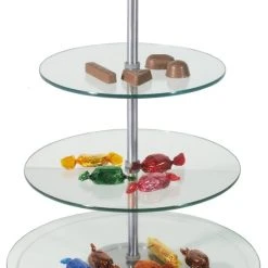 2x Contacto Glas-Etagere, Gehärtete Glasscheiben, Edelstahl, Durchmesser: 21 Cm / 25 Cm, Höhe: 29 Cm -APS shop e62b3c50 fea1 4d84 ac07 91321153ab21 3